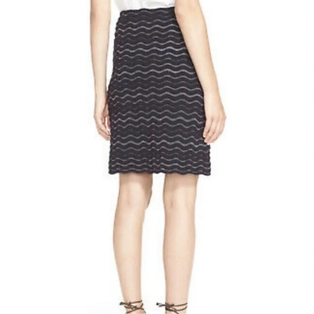 Tory Burch Women's Merino Wool Blend Textured Pencil Skirt Navy‎ Metallic XS